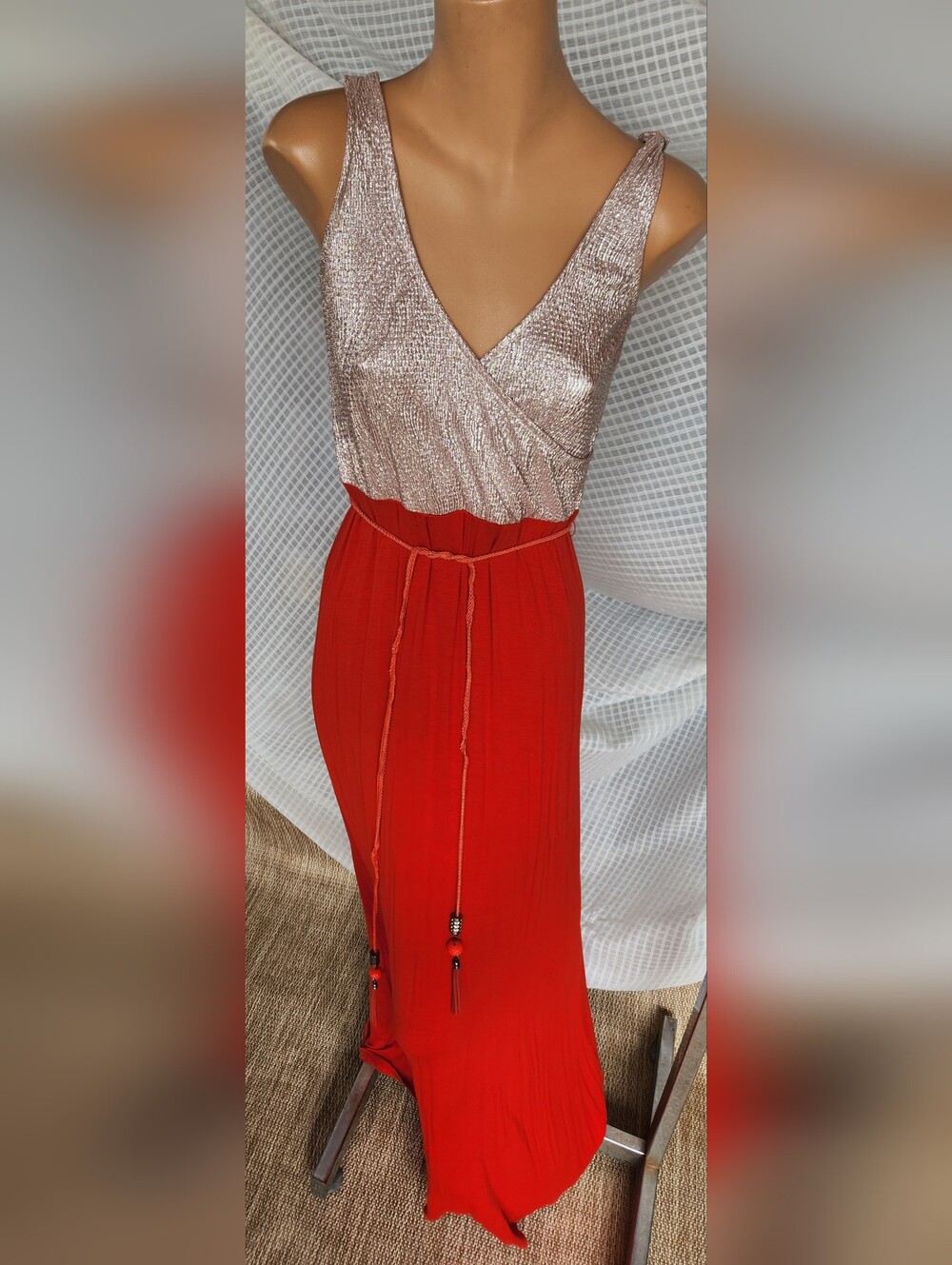 Lumiere Pink Metallic Top with Red Accent